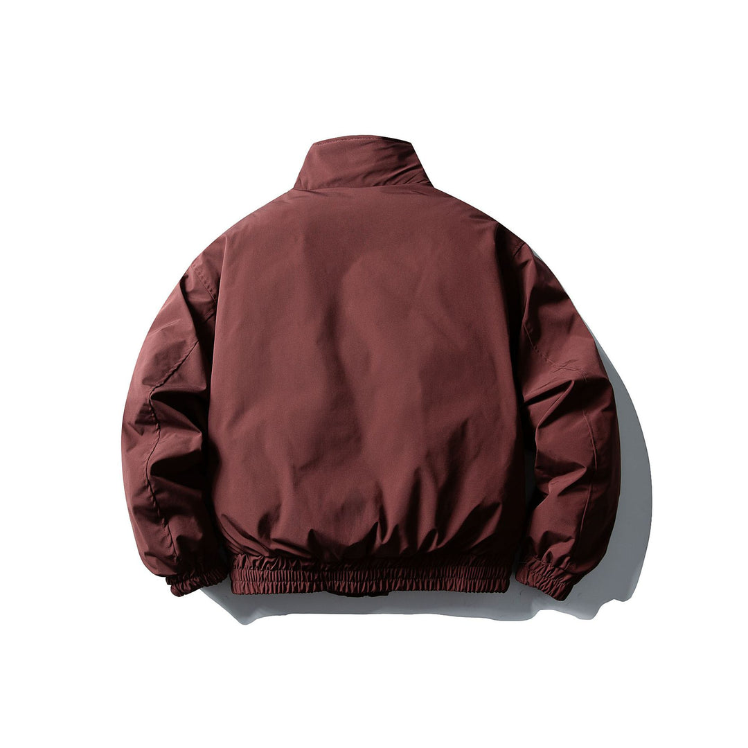 Men's Short Boxy Thermal Bomber with High Stand-Up Collar and Attached XXL Pockets Mune Fashion