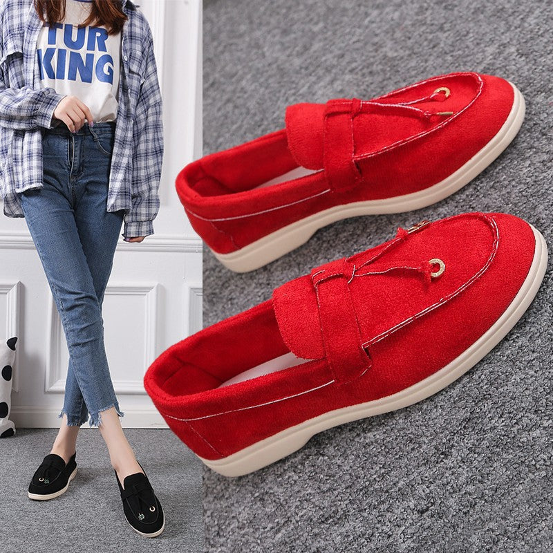 Women's casual suede look slippers with decorative cord, soft comfort insole, and flexible lightweight sole Mune Fashion