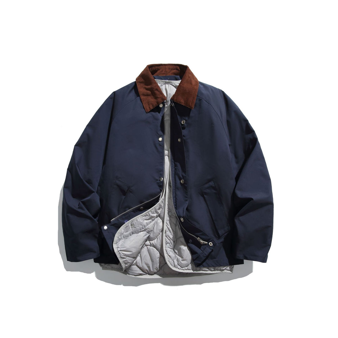 Men's Windproof Blouson with Cord Collar and Removable Padded Lining Mune Fashion