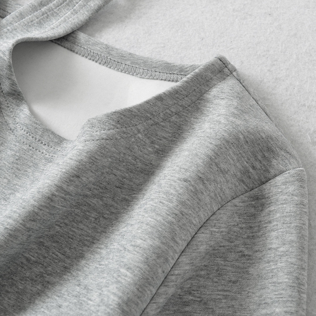 Women's Cropped Sweatshirt with Halter Neck, Cold-Shoulder and Wrap Look Mune Fashion