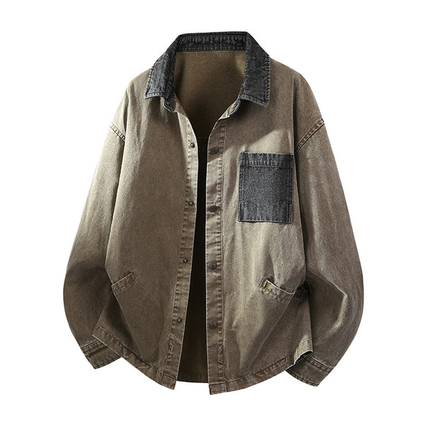 Men's loose-fitting denim shirt jacket with boxy shape and side pockets Mune Fashion