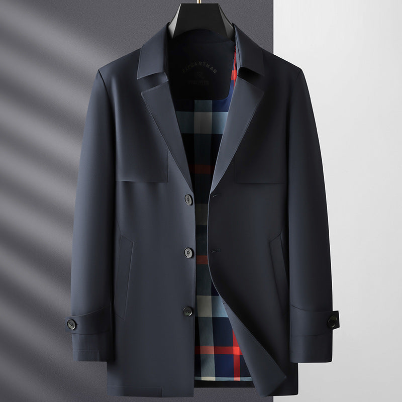 Men's transitional coat with checked inner lining and sleeve straps Mune Fashion