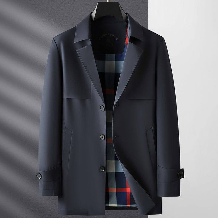 Men's transitional coat with checked inner lining and sleeve straps Mune Fashion