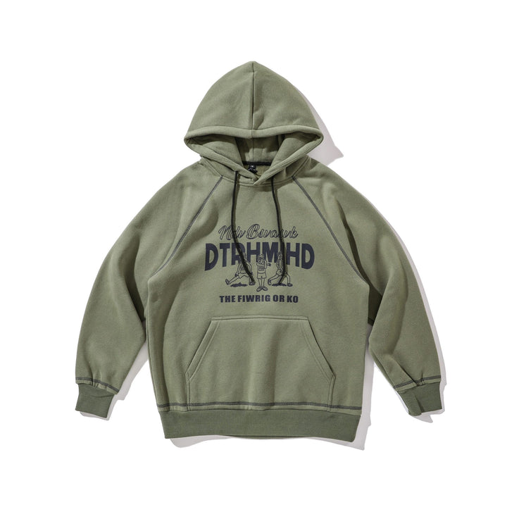 Unisex Oversize Hoodie with Raglan Seams, Kangaroo Pocket and Vintage Print Mune Fashion