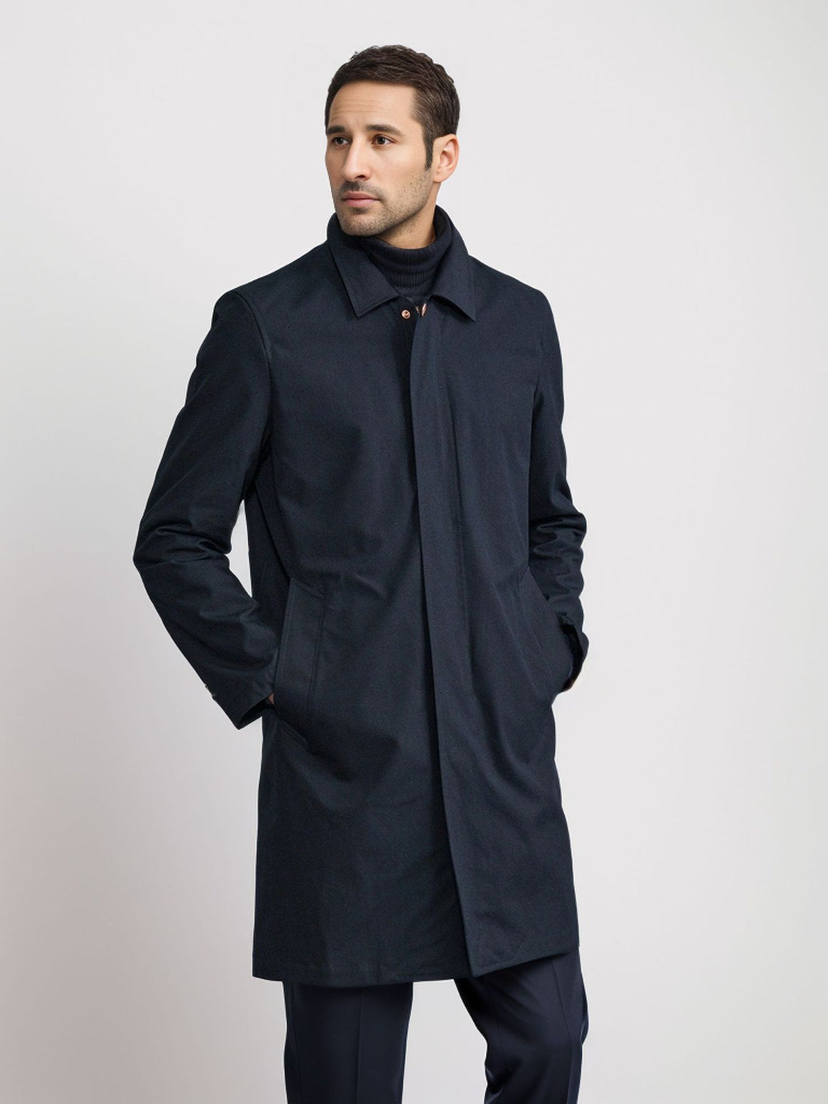 Men's classic knee-length coat with concealed button placket Mune Fashion
