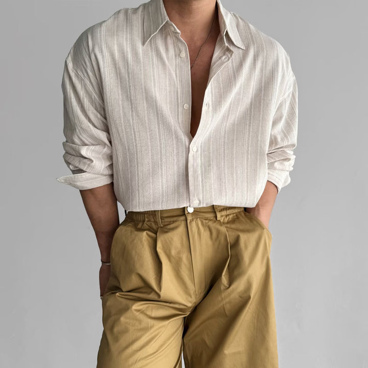 Men's Elegant Shirt with Vertical Stripes Mune Fashion