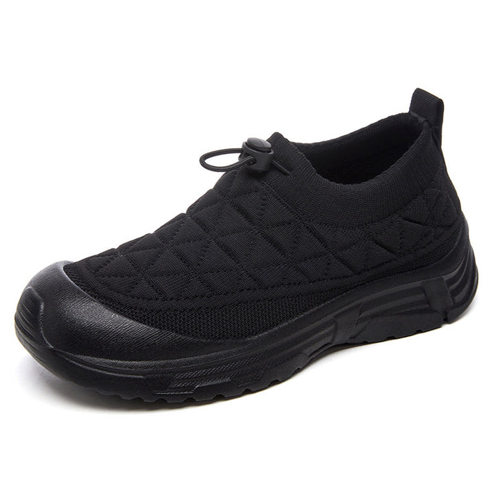 Women's quilted slip-on winter half shoe with quick-lock lace, elastic shaft, and non-slip profile outsole Mune Fashion