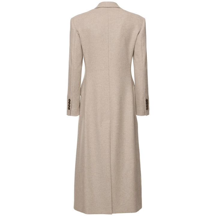 Women Tailored Longline Wool Blend Coat with Slim Silhouette and Single-Breasted Button Placket Mune Fashion