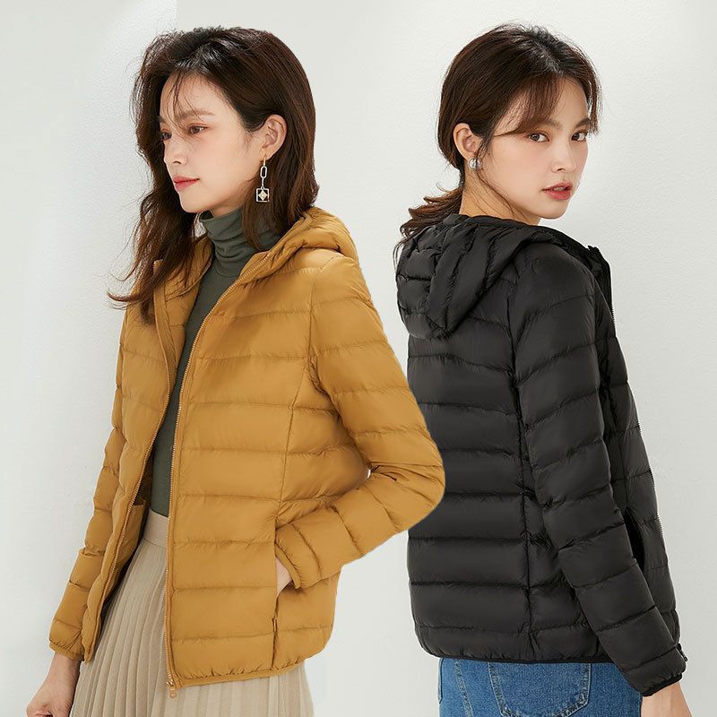 Women's Ultra-light Quilted Hooded Jacket with Ultra-flat Thermal Wadding Mune Fashion