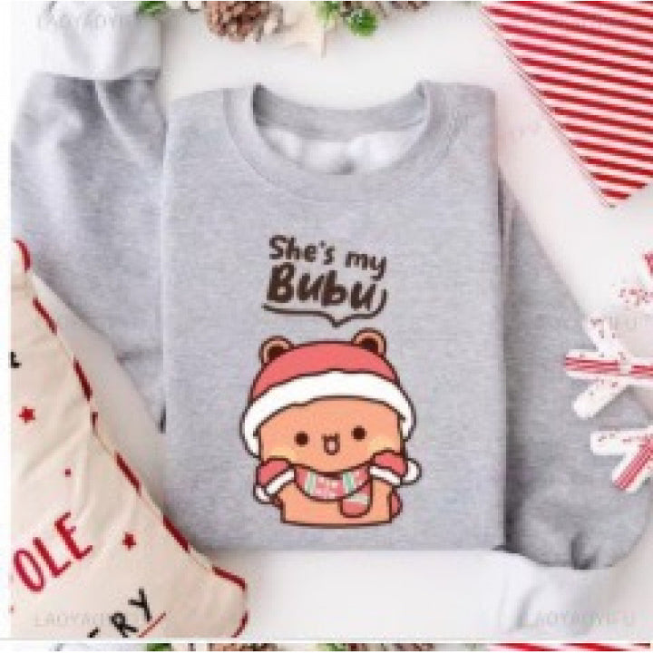 Unisex nan cozy cotton sweatshirt with cute bear print and round neck Mune Fashion