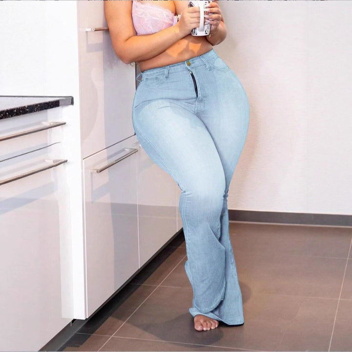 Ladies shaping high-waist flared jeans made of super stretch denim with butt-lift effect Mune Fashion