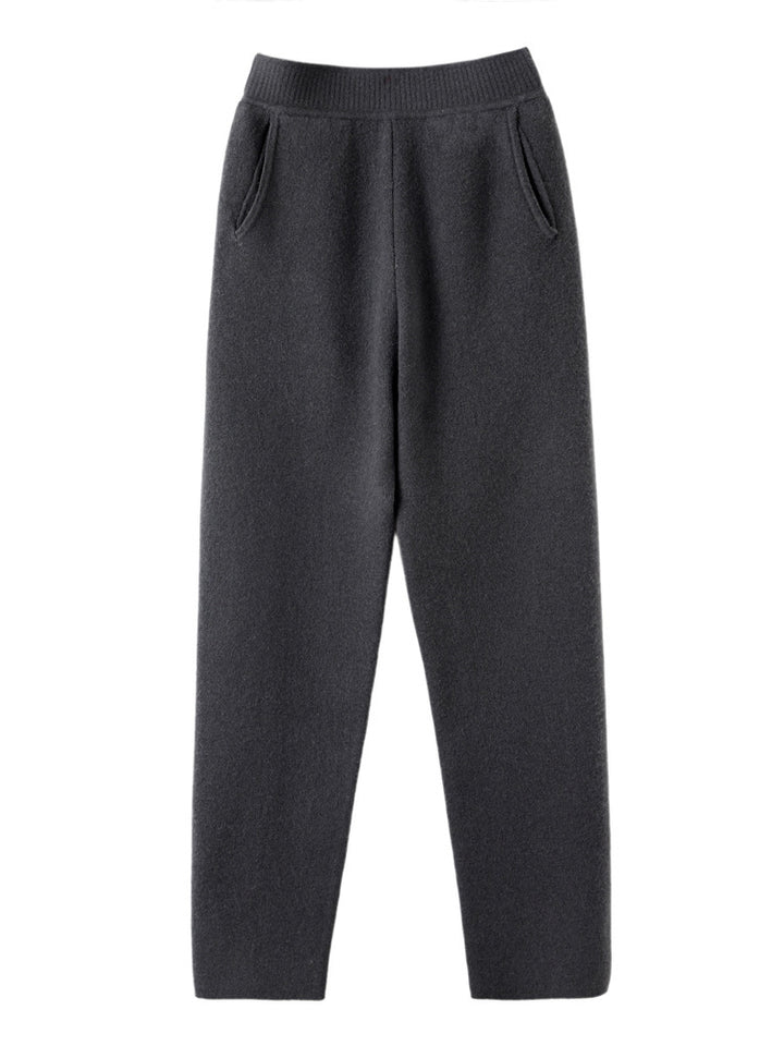 Women High-waisted knit pants with cashmere-like texture and tapered leg Mune Fashion
