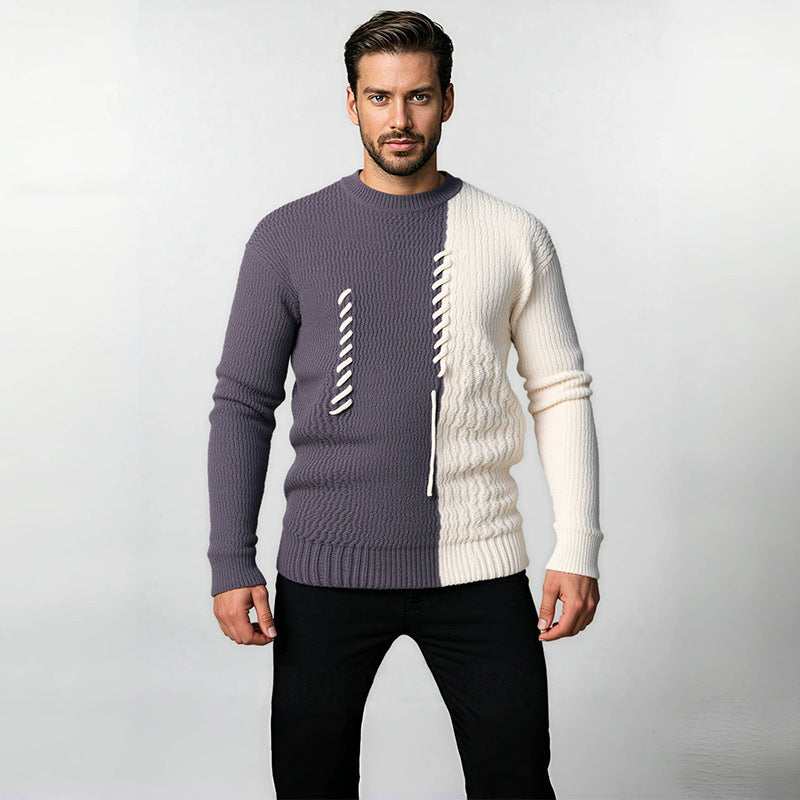 Unisex oversized knit sweater with cable pattern and decorative stitching Mune Fashion