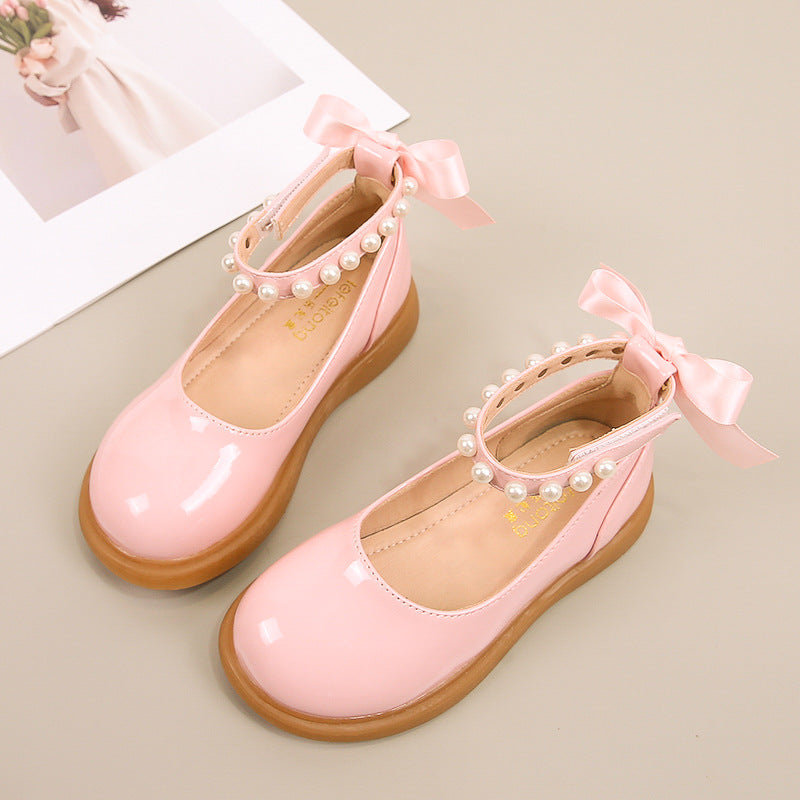 Girls' ballerina shoes with pearl and bow detail Mune Fashion