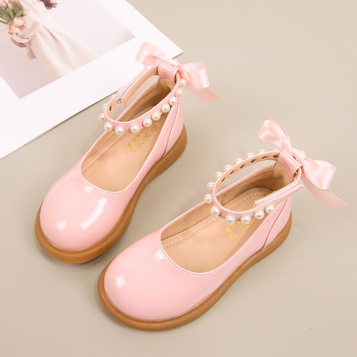 Girls' ballerina shoes with pearl and bow detail Mune Fashion