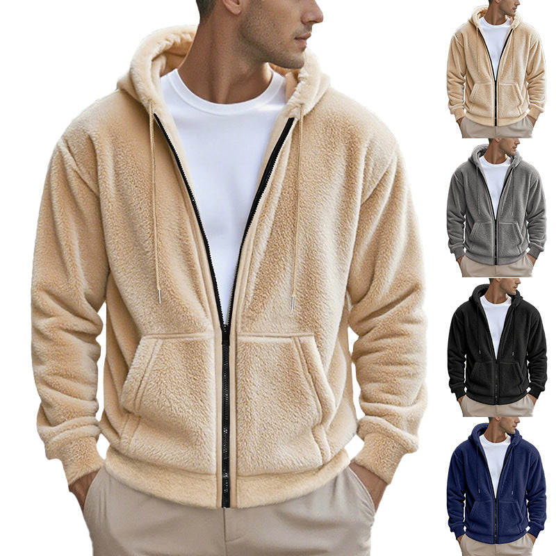 Men's Teddy Fleece Hooded Jacket with Full Zip and Kangaroo Pockets Mune Fashion