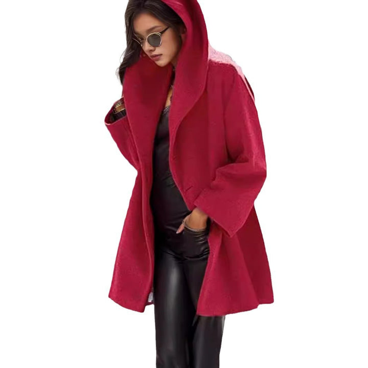 Ladies oversized wool blend coat with wide shawl collar and A-line cut Mune Fashion