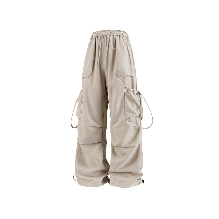 Men's Oversized Cargo Trousers in Baggy Utility Cut with Elastic Waistband, Flap Pockets and Adjustable Hem Closures Mune Fashion