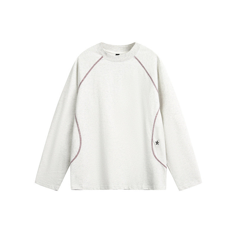 Unisex Relaxed-Fit Long Sleeve Shirt with Crew Neck, Contrasting Flatlock Seams and Soft Loopback Finish Mune Fashion