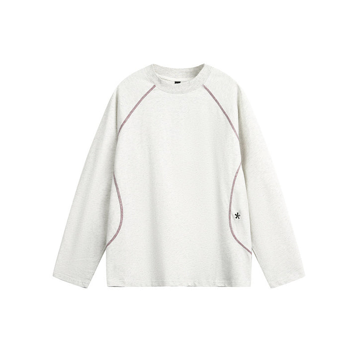 Unisex Relaxed-Fit Long Sleeve Shirt with Crew Neck, Contrasting Flatlock Seams and Soft Loopback Finish Mune Fashion