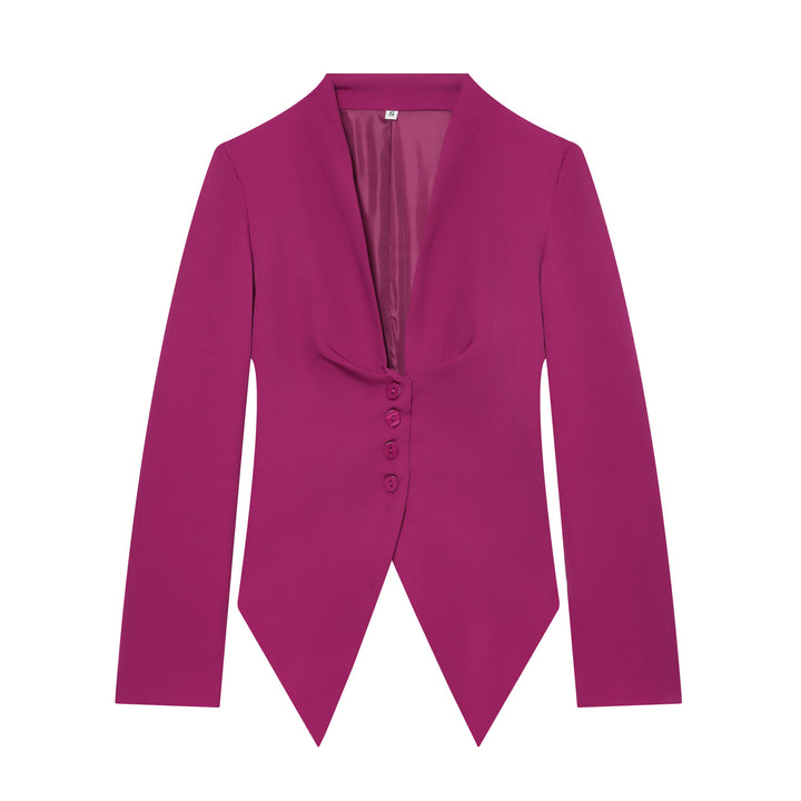 Women's tailored blazer with pointed peplum and deep V-neck Mune Fashion