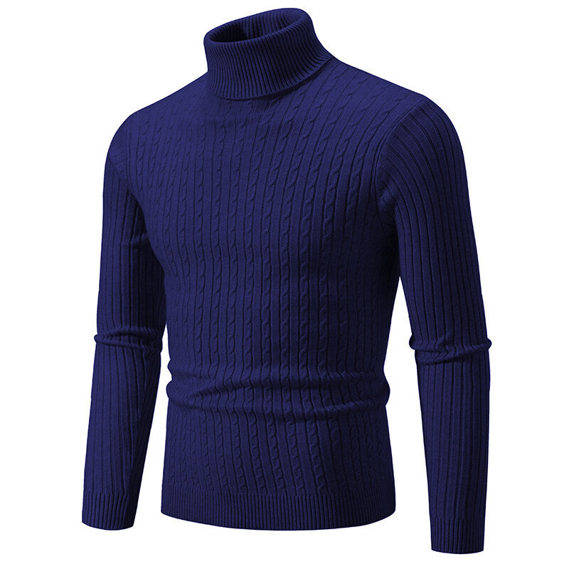 Men's turtleneck sweater with cable knit and slim fit Mune Fashion