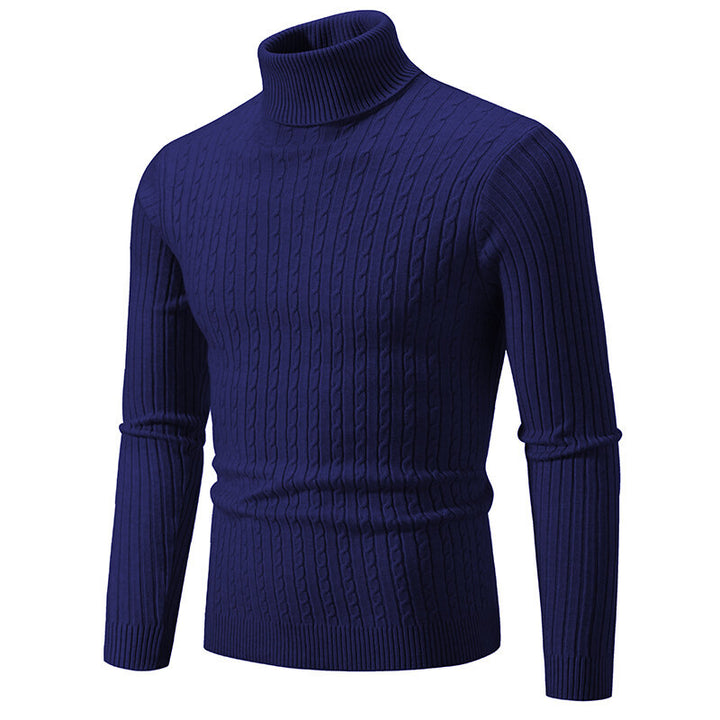 Men's turtleneck sweater with cable knit and slim fit Mune Fashion