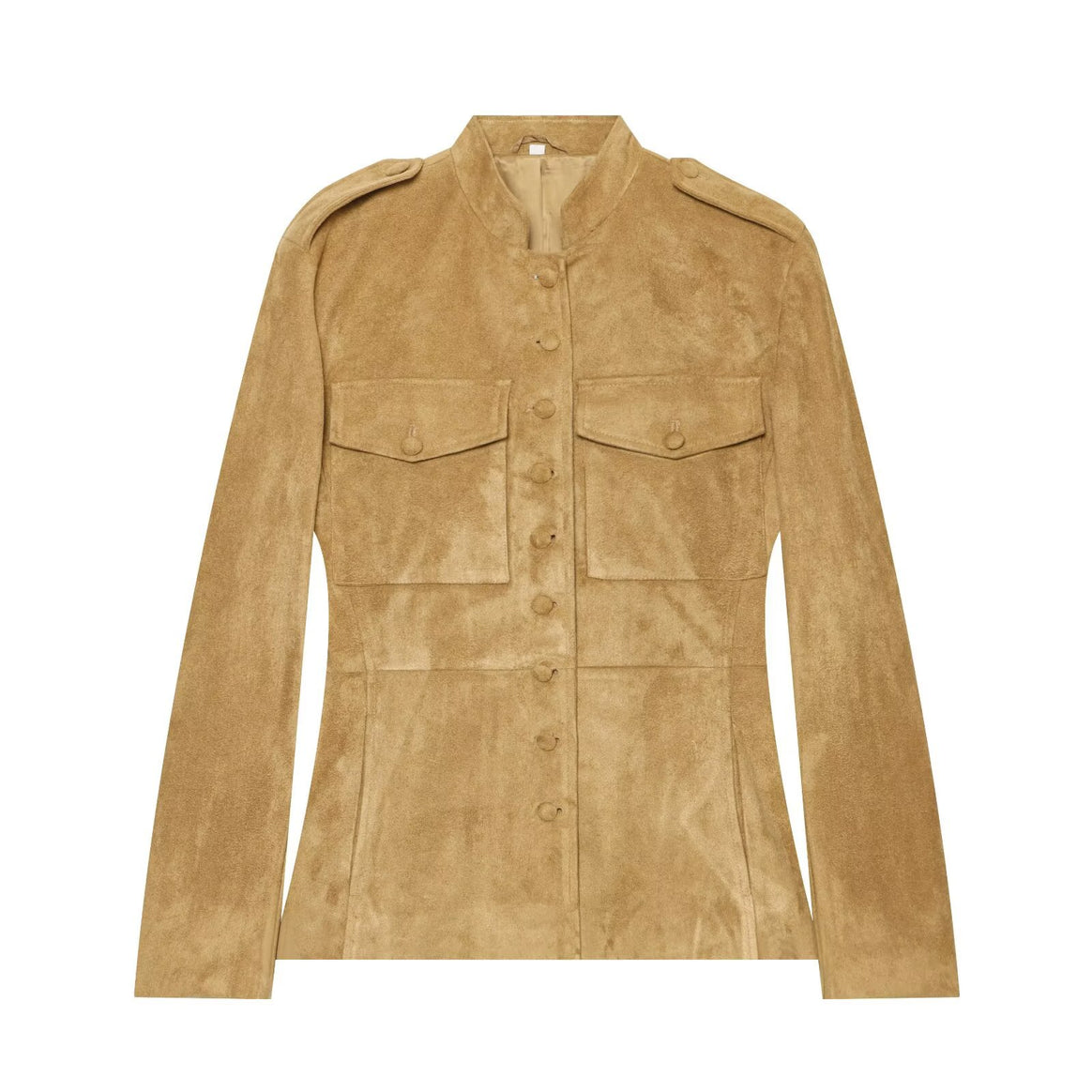 Women's suede jacket in military style with stand-up collar Drune
