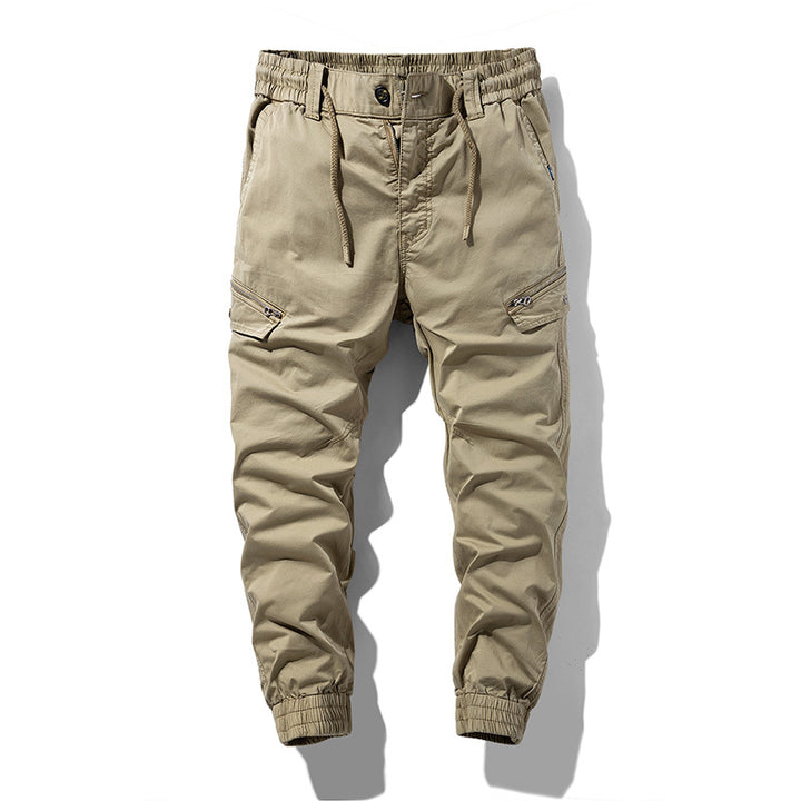 Men's Multifunctional Cargo Joggers with Drawstring Waist, Zipper Pockets and Ribbed Ankle Cuffs Mune Fashion