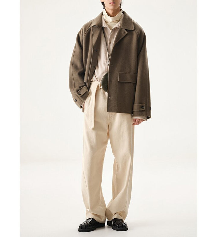 Men's short jacket made of wool blend in oversized cut with lapel collar Mune Fashion