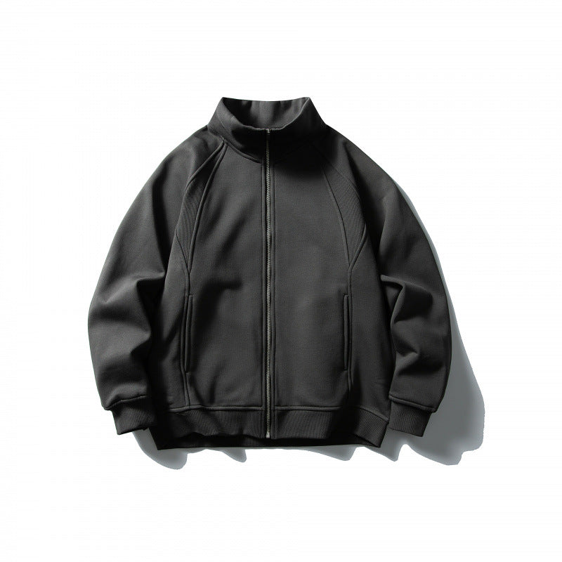 Unisex Boxy-Oversize-Zip Jacket with Stand-Up Collar, Raglan Sleeves, and Side Pockets Mune Fashion