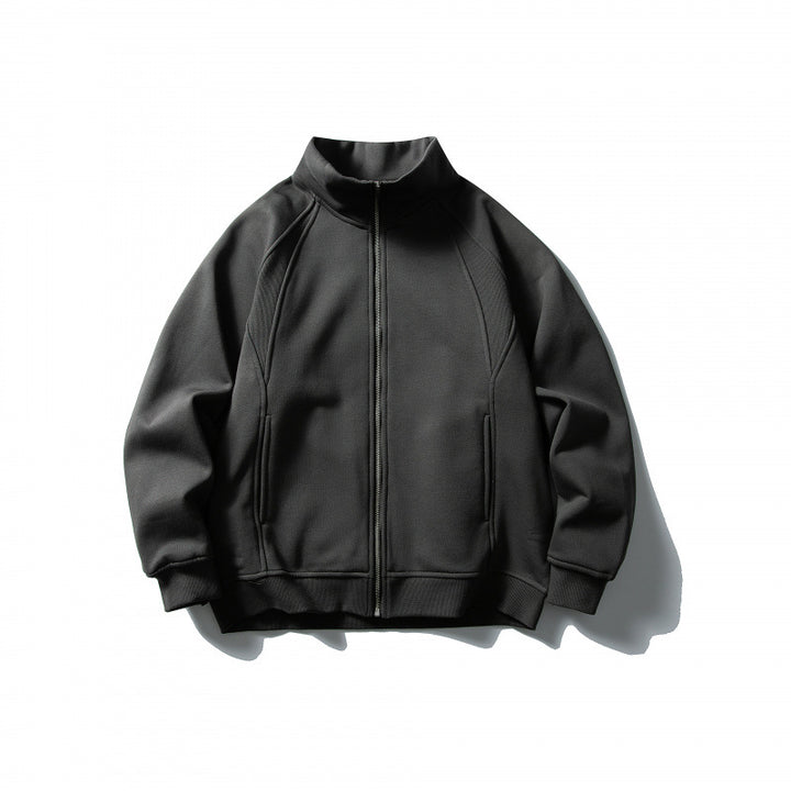 Unisex Boxy-Oversize-Zip Jacket with Stand-Up Collar, Raglan Sleeves, and Side Pockets Mune Fashion