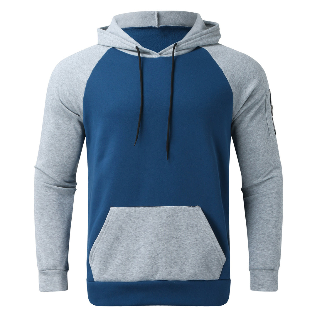 Men's raglan hoodie made of cotton blend with kangaroo pocket, sleeve pocket, and hood drawstring Mune Fashion