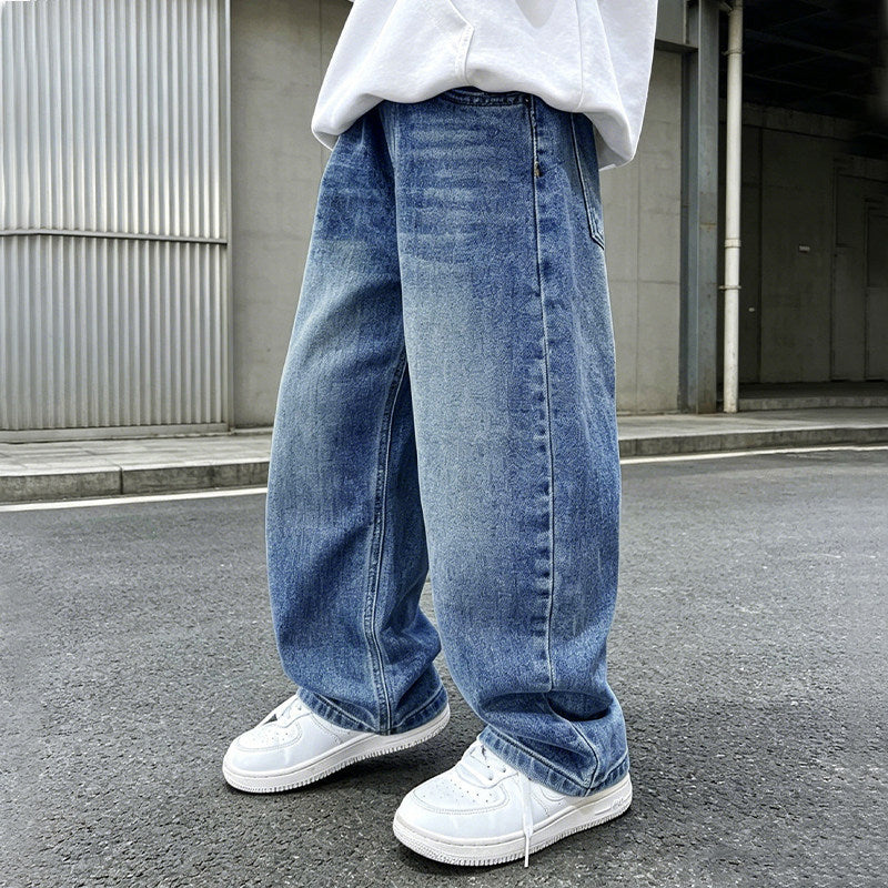 Women wide jeans pants with elastic waistband and trendy cut Mune Fashion