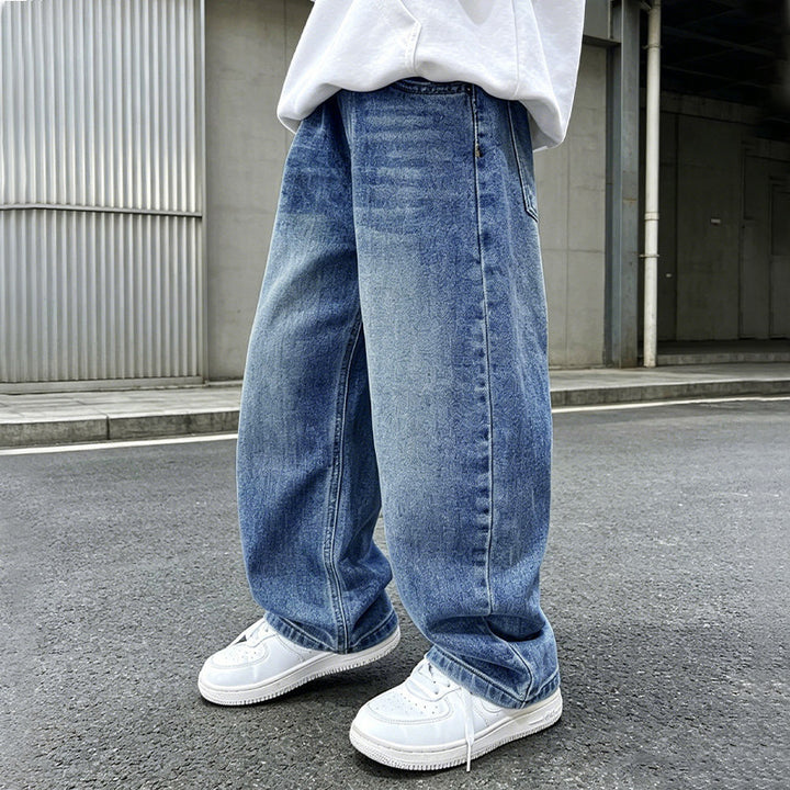 Women wide jeans pants with elastic waistband and trendy cut Mune Fashion