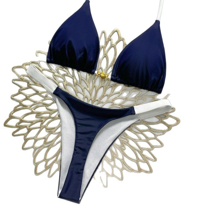 Women Triangle Bikini with Fashionable Contrast Details Mune Fashion