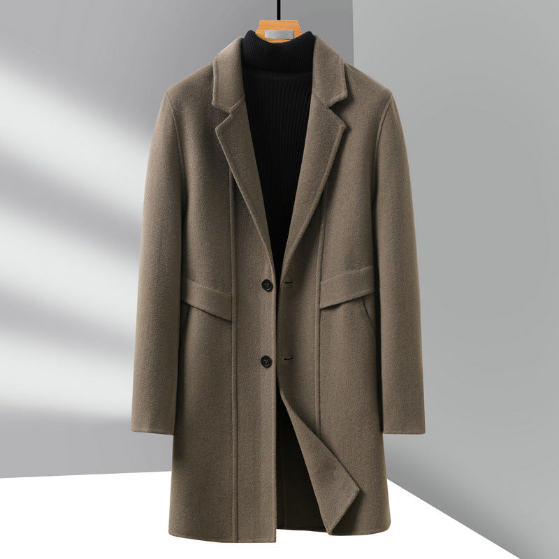 Men's wool coat with lapel collar and straight cut Mune Fashion