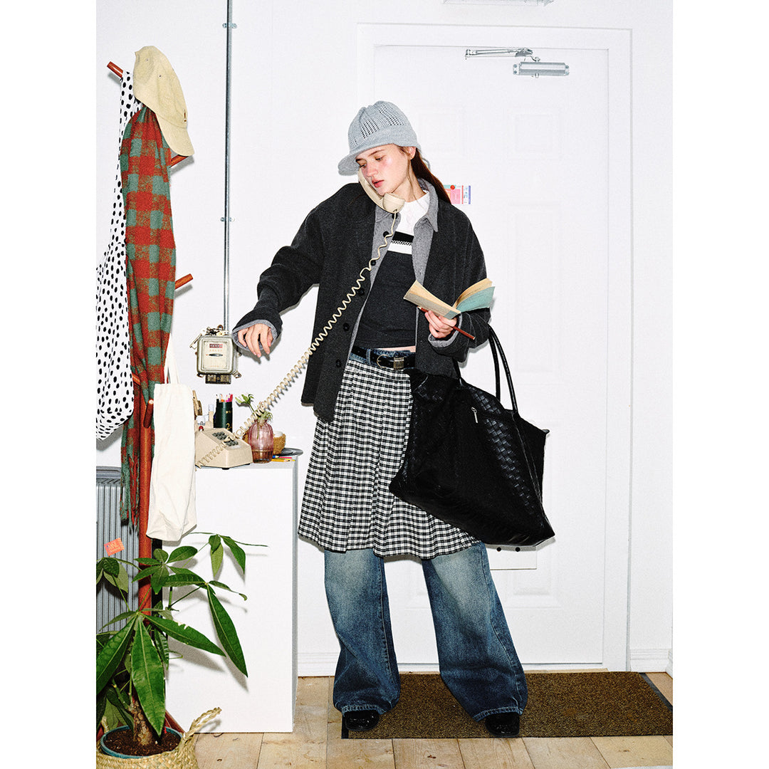 Men's short jacket in layered look with contrast collar Mune Fashion
