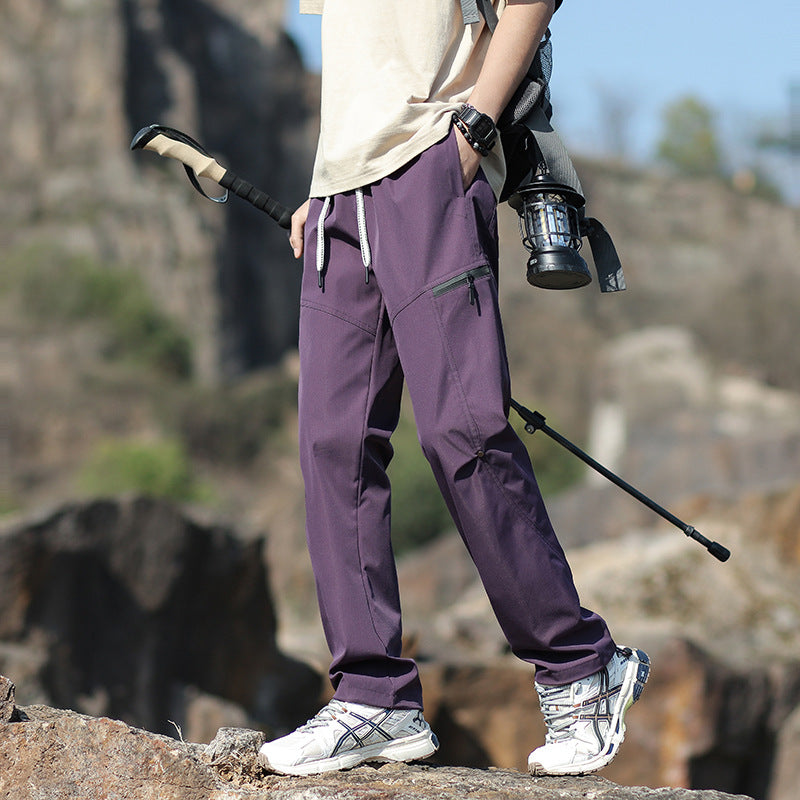 Men's Technical Trekking Pants with Zipper Pockets and Drawstring Waist Mune Fashion