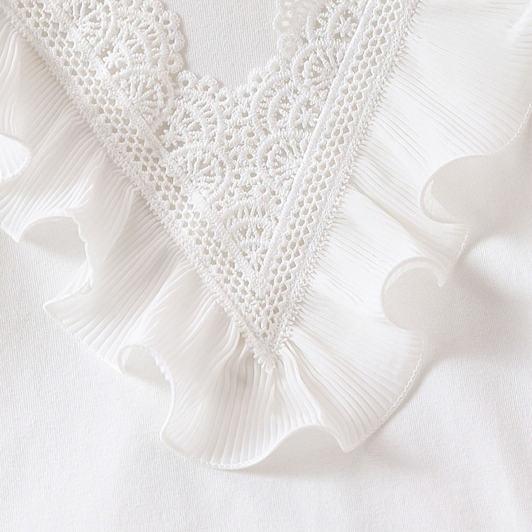 Girls ruffled blouse with romantic lace trim Mune Fashion