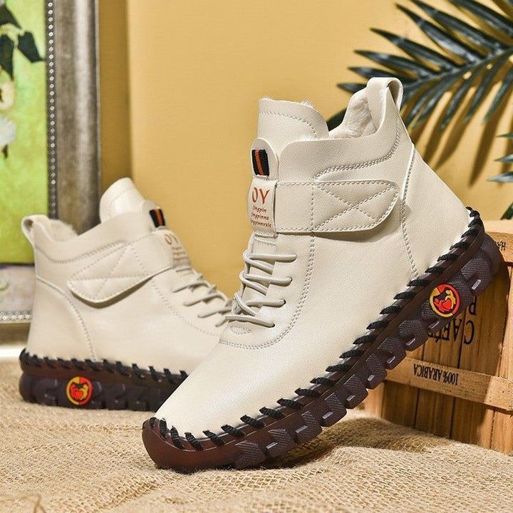 Men's ankle-height casual leather imitation boots with Velcro fastener, padded comfort insole, and profiled rubber outsole Mune Fashion