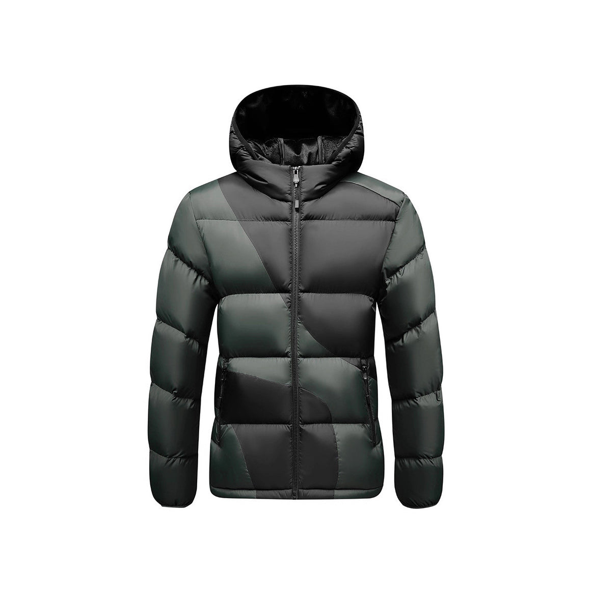 Men's padded jacket with hood, striking color block pattern and thermal insulation Mune Fashion