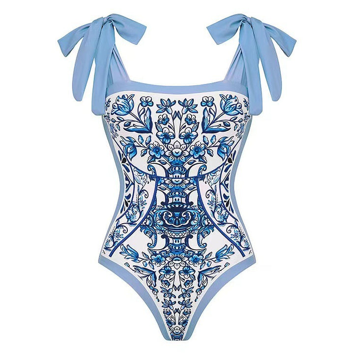 Women's swimsuit with floral print and matching wrap skirt Mune Fashion