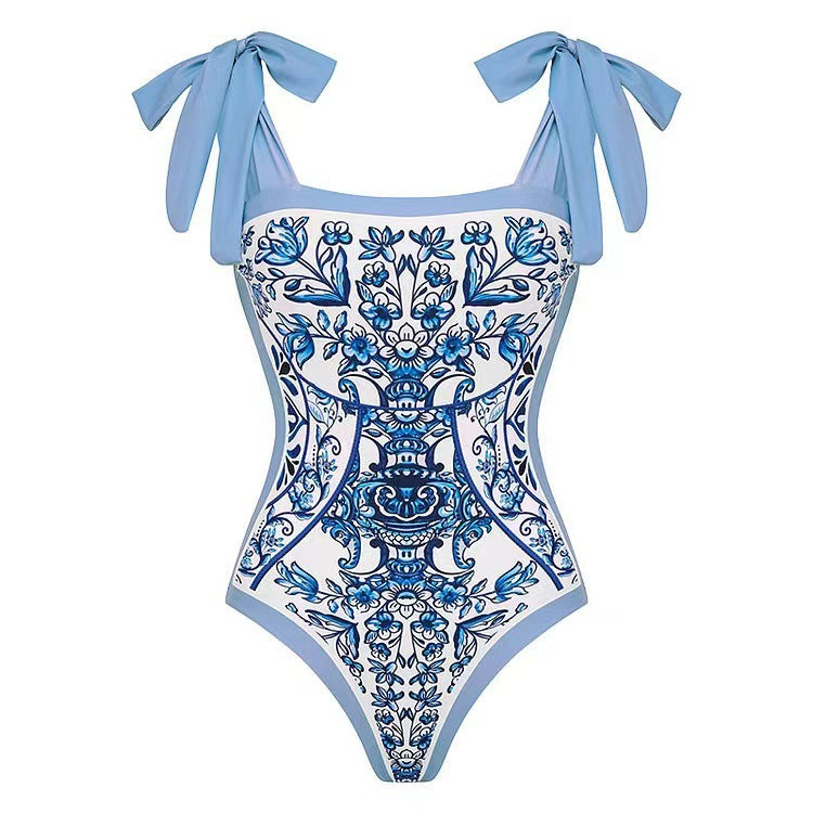 Women's swimsuit with floral print and matching wrap skirt Mune Fashion