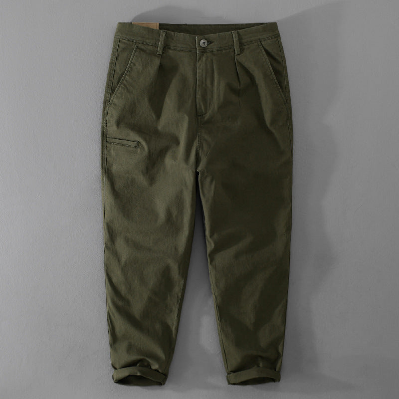 Men's Tapered Cotton Chino with Cargo Pocket and Folded Hem Mune Fashion
