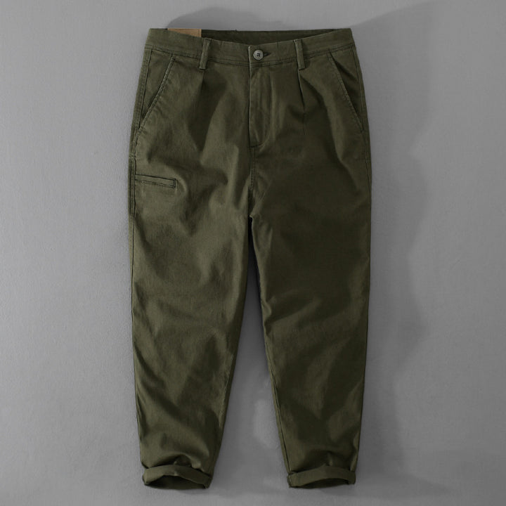 Men's Tapered Cotton Chino with Cargo Pocket and Folded Hem Mune Fashion