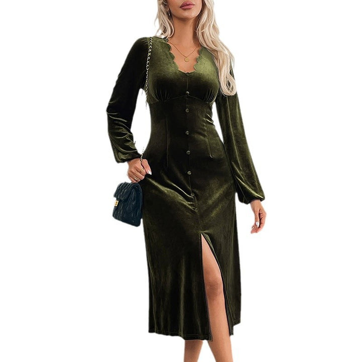 Women Elegant Wrap Dress with Button Details Mune Fashion