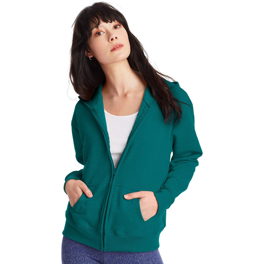 Women's hooded sweat jacket with full zip, kangaroo pockets, and ribbed cuffs Mune Fashion