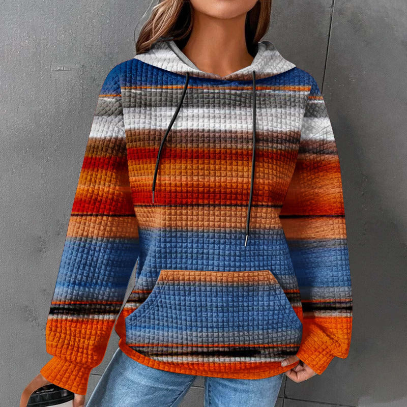 Women’s Fashionable Hooded Sweater in Checkered Design Mune Fashion