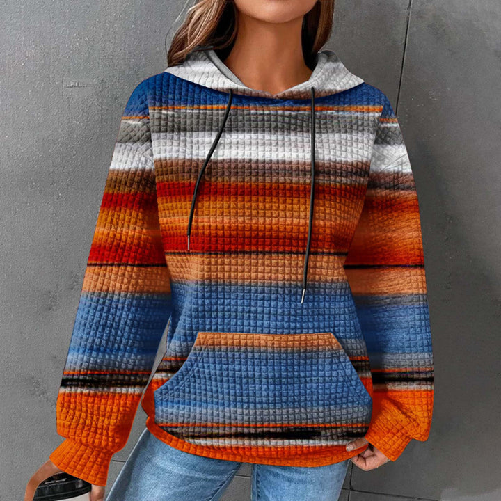 Women’s Fashionable Hooded Sweater in Checkered Design Mune Fashion